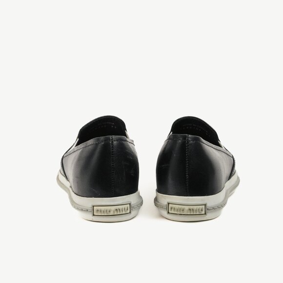 Miu Miu Black Metal-Cap-Toe Slip-On Sneakers - Picture 4 of 12
